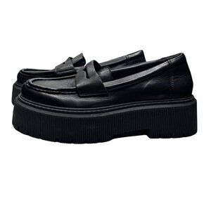NWOT FLOYD WOMEN'S CHARLIE PLATFORM CHUNKY LOAFERS IN BLACK - 41 (10)